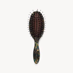 Travel Hair Brush in Green Tortoise