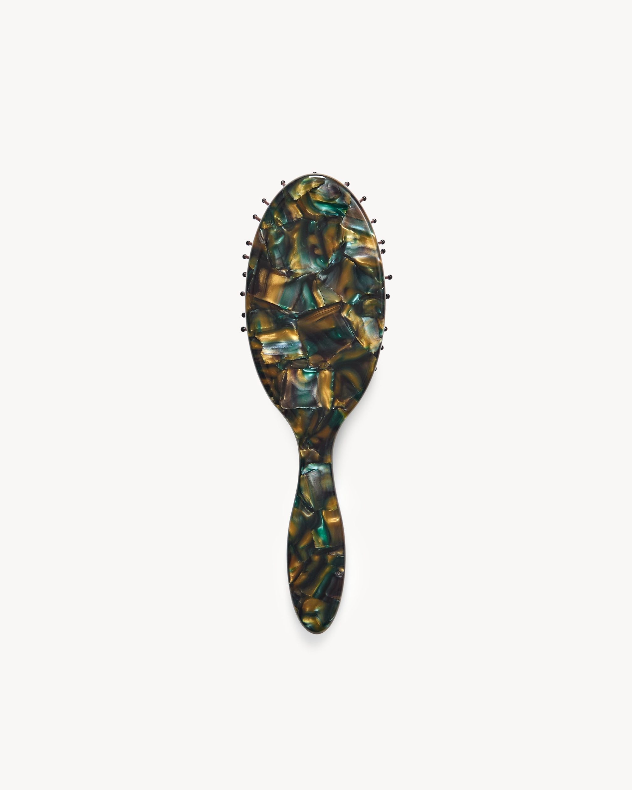 Travel Detangling Hair Brush in Green Tortoise - Image 3