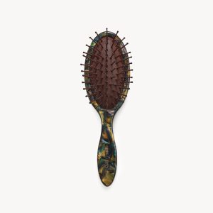Travel Detangling Hair Brush in Green Tortoise