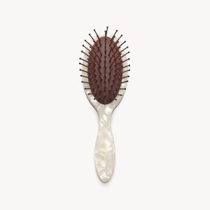 Travel Detangling Hair Brush in White Shell