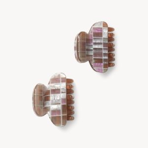 Twin Heirloom Claws in Brown Shell Checker