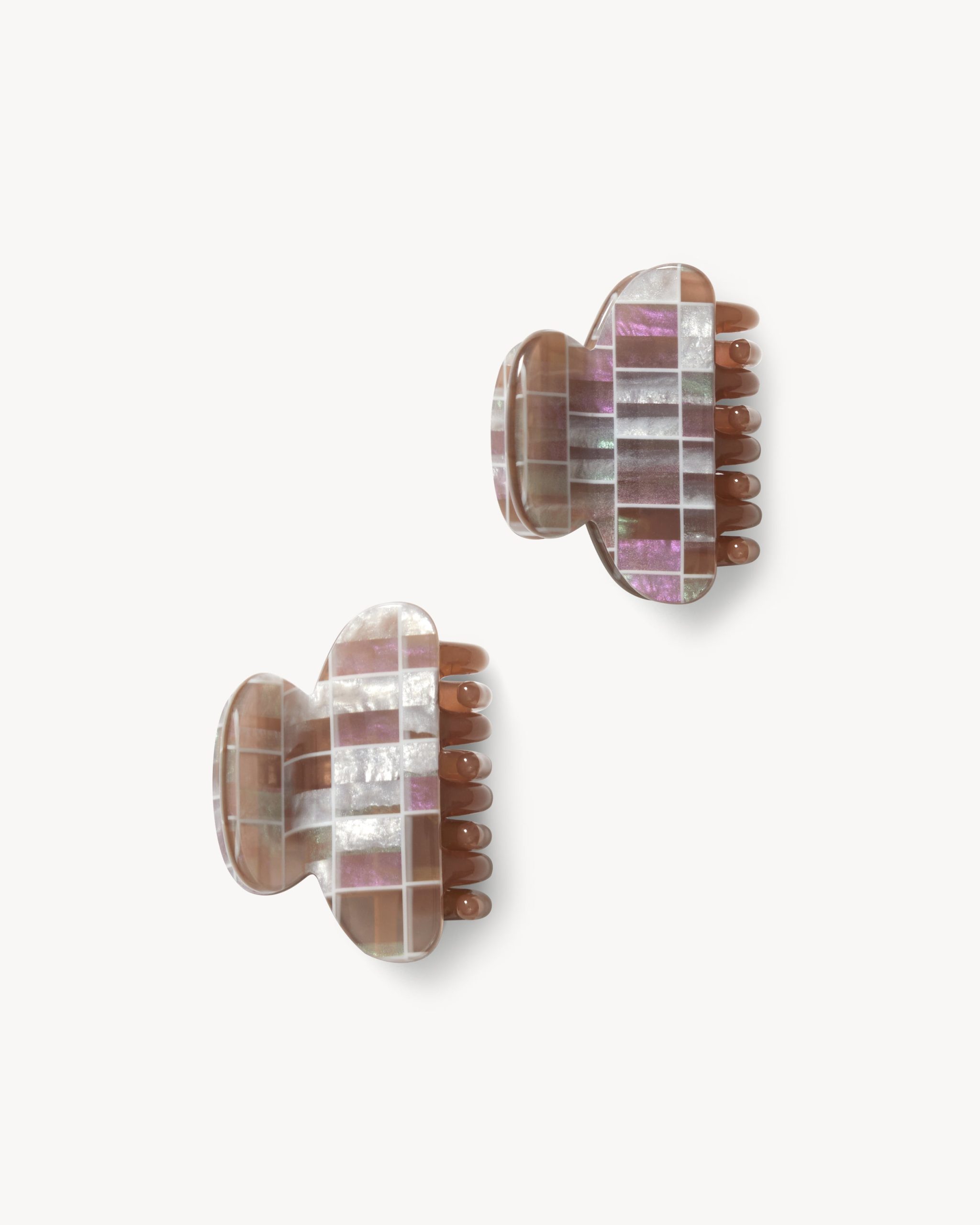 Twin Heirloom Claws in Brown Shell Checker