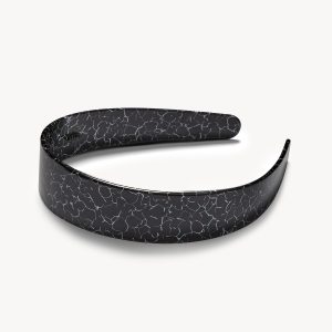 Wide Headband in Black Marble