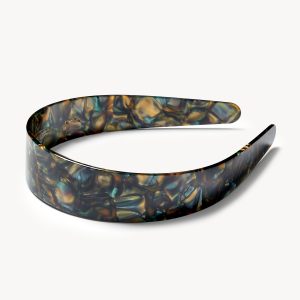 Wide Headband in Green Tortoise