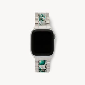 Boyfriend Apple Watch Band in Silver / Stromanthe