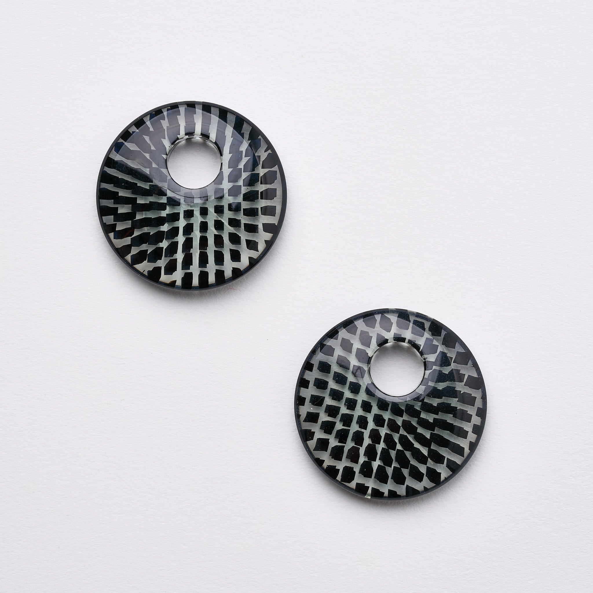 Chunky Disc Charms in Black + Clear