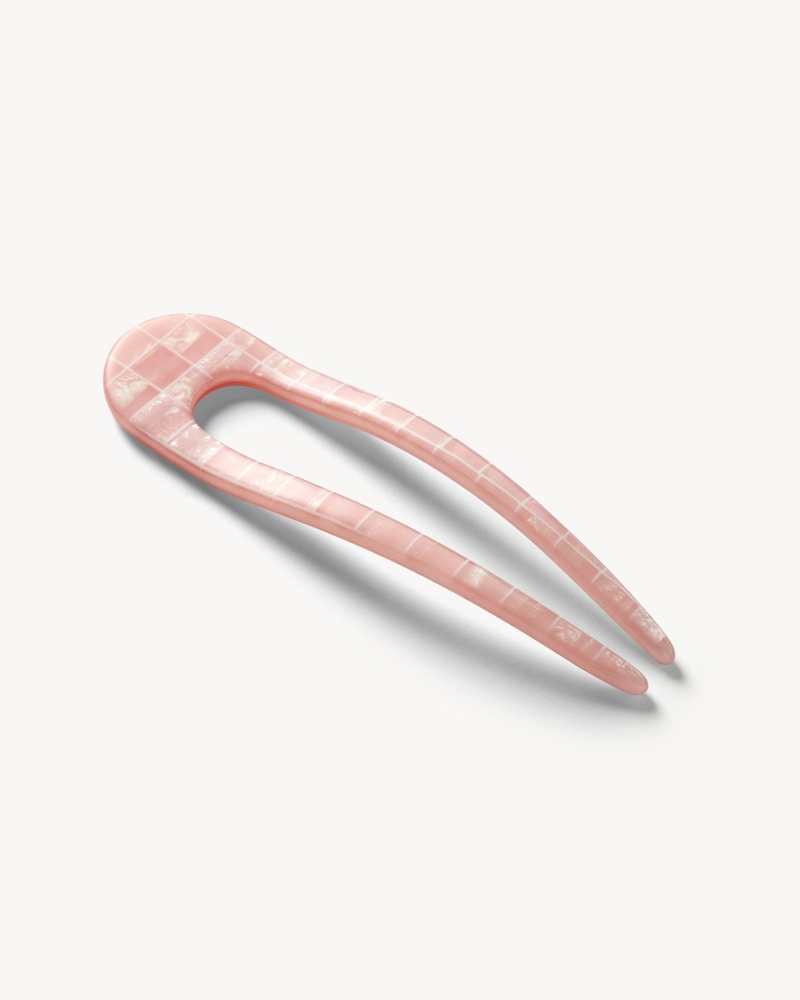 French Hair Pin in Apricot Shell Checker - Image 2