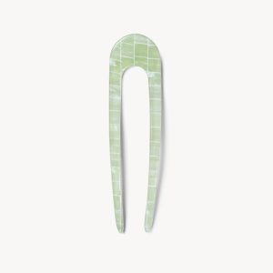 French Hair Pin in Mint Shell Checker