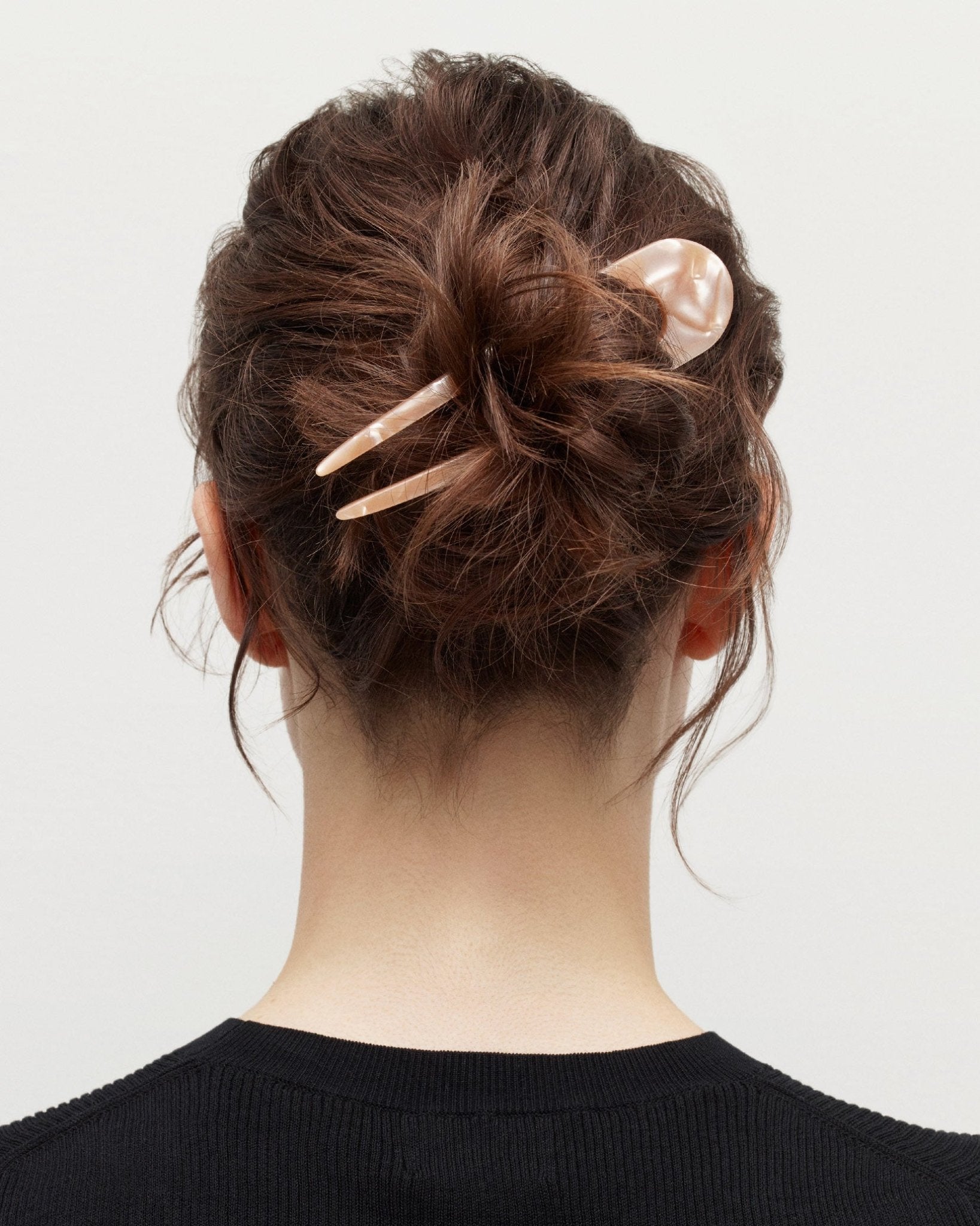 French Hair Pin in Mint Shell Checker - Image 3