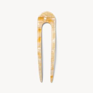 French Hair Pin in Sea Shell Checker