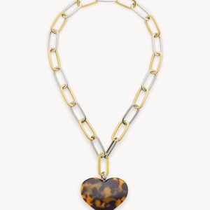 Grande Heart Pendant Necklace in Classic Tortoise
