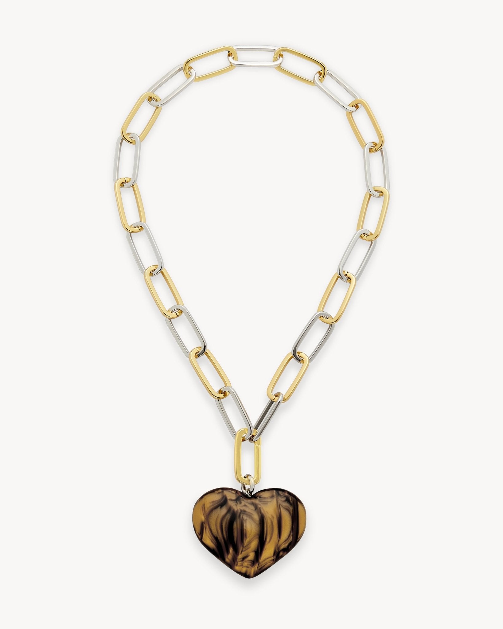 Grande Heart Pendant Necklace in Tigers Eye