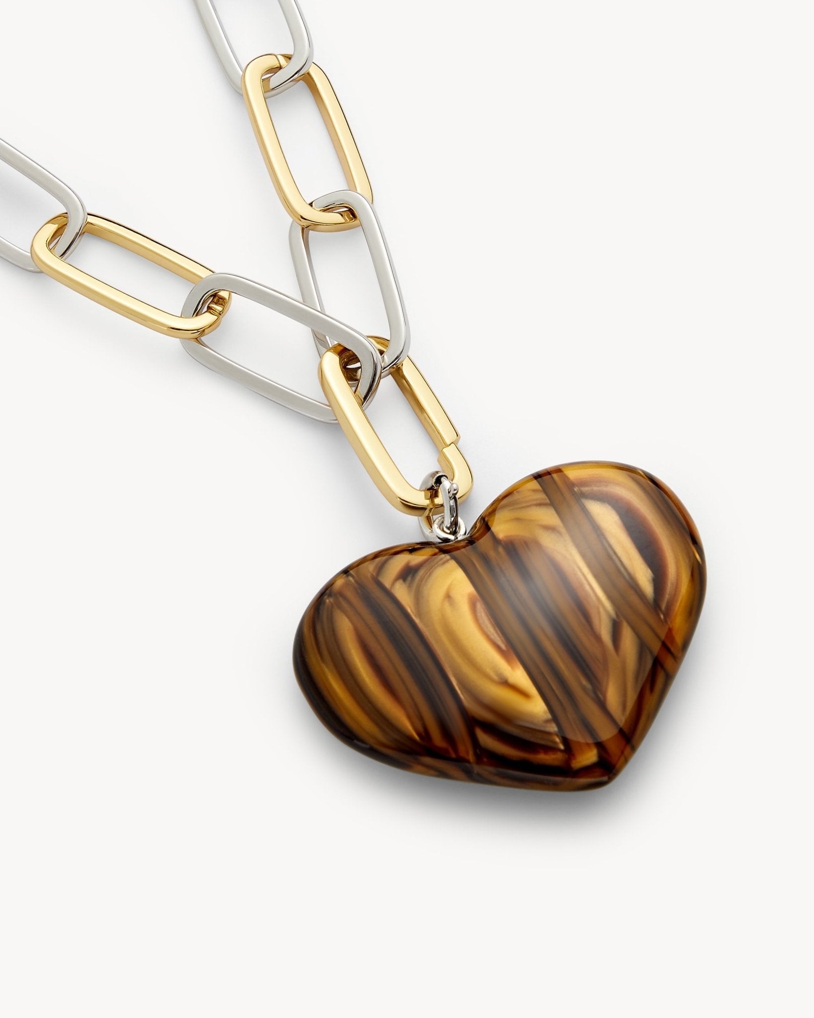 Grande Heart Pendant Necklace in Tigers Eye - Image 2