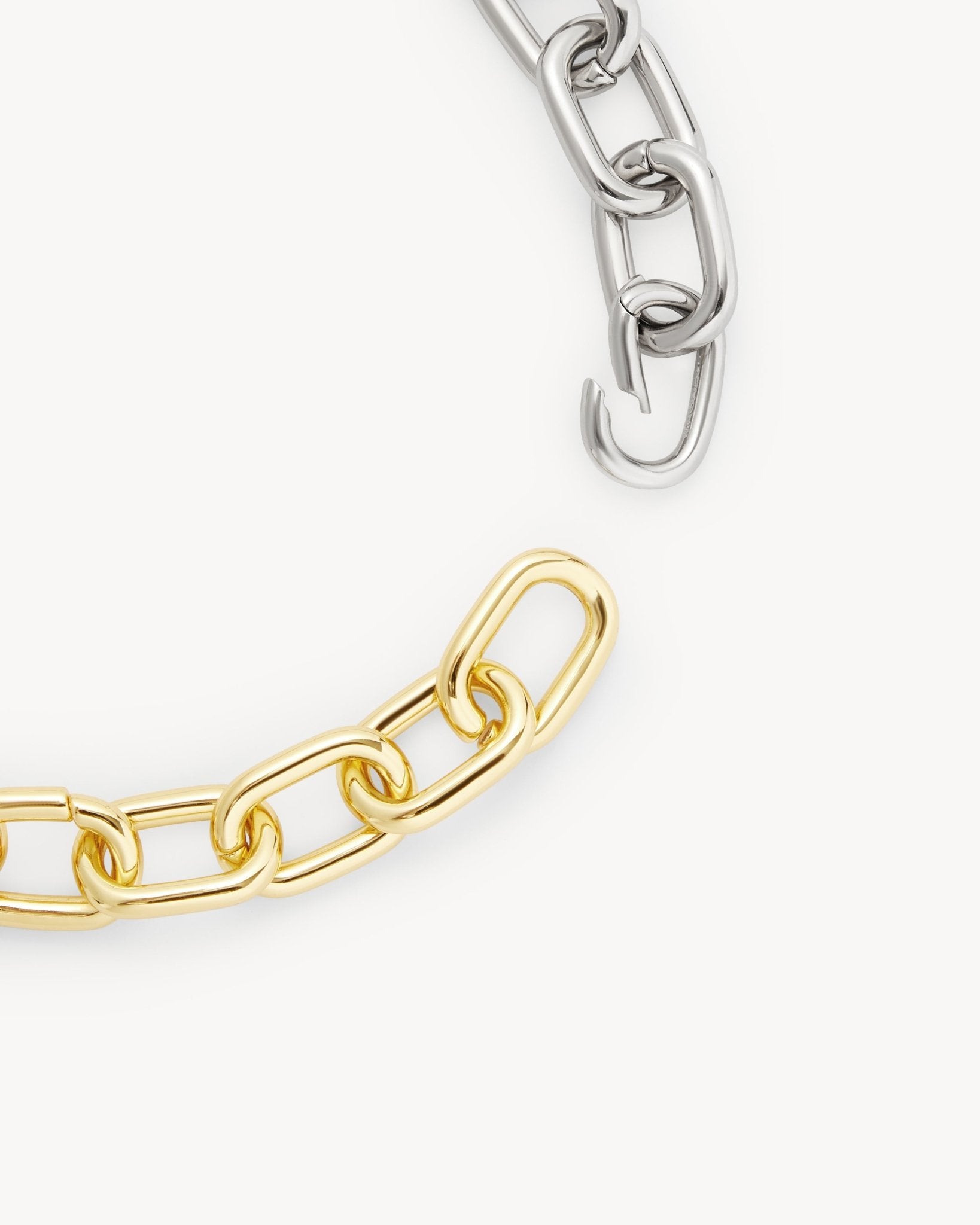 Interchangeable Link Necklace in Gold and Silver Split - Image 4