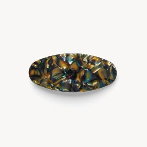 Jumbo Oval Barrette in Green Tortoise