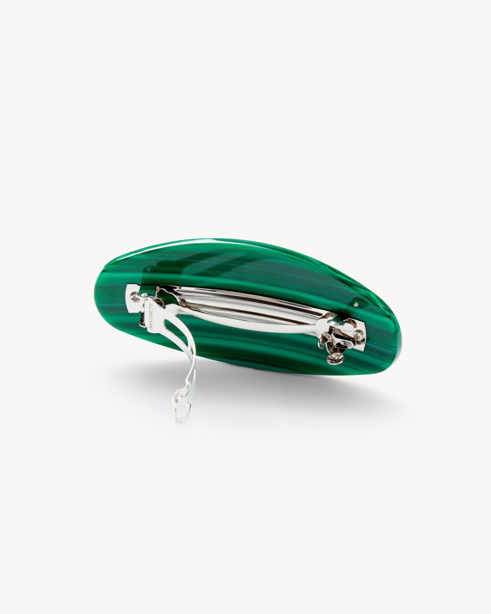 Jumbo Oval Barrette in Malachite - Image 2