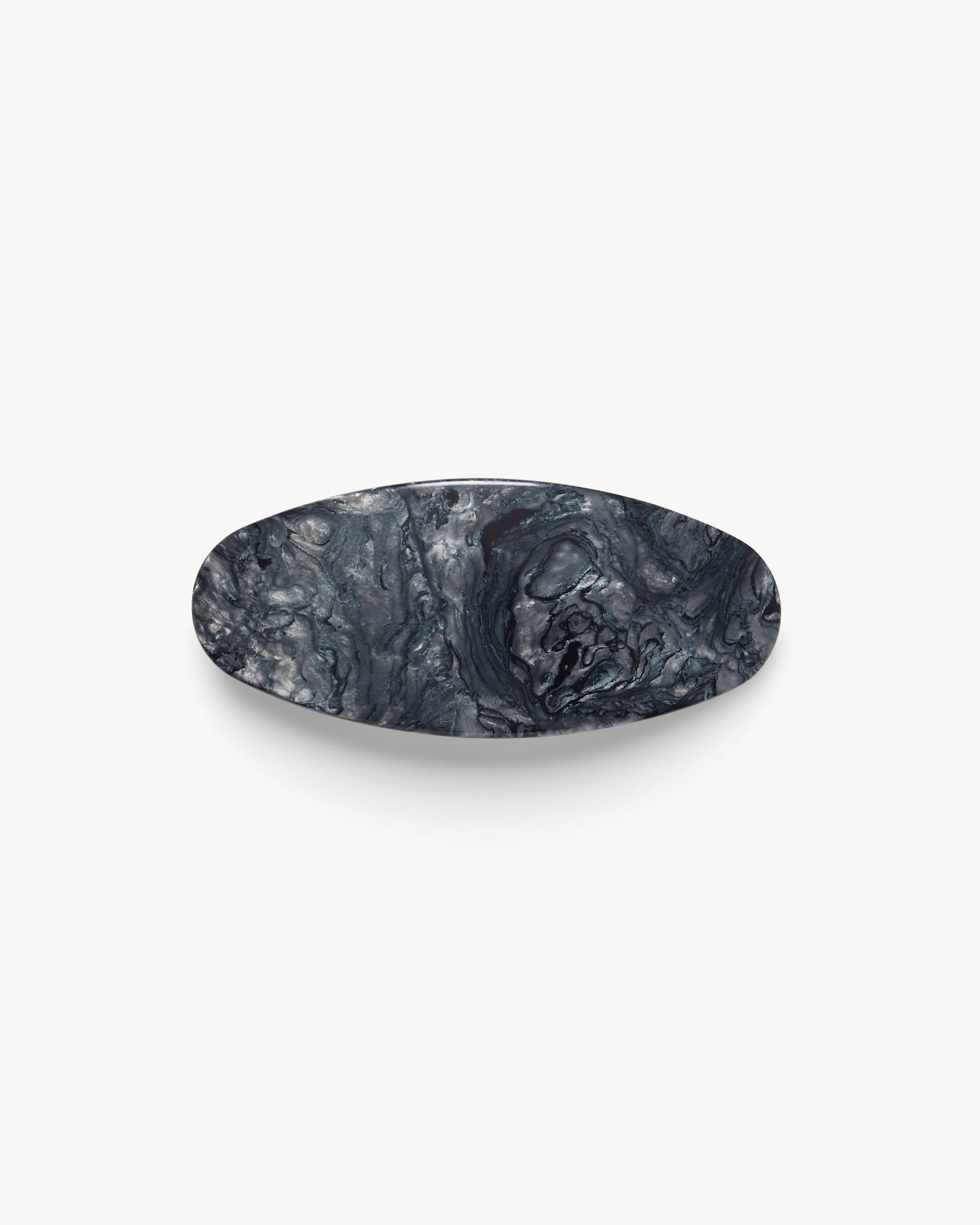 Jumbo Oval Barrette in Obsidian