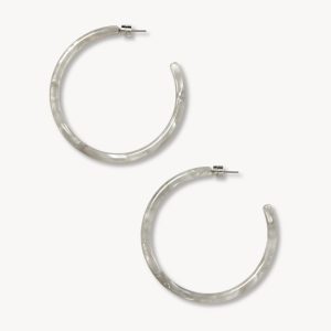 Large Hoops in Grey Shell