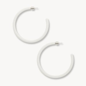 Large Hoops in White Matte