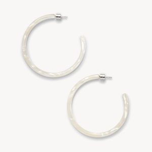Large Hoops in White Shell