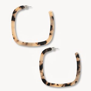 Large Square Hoops in Blonde Tortoise