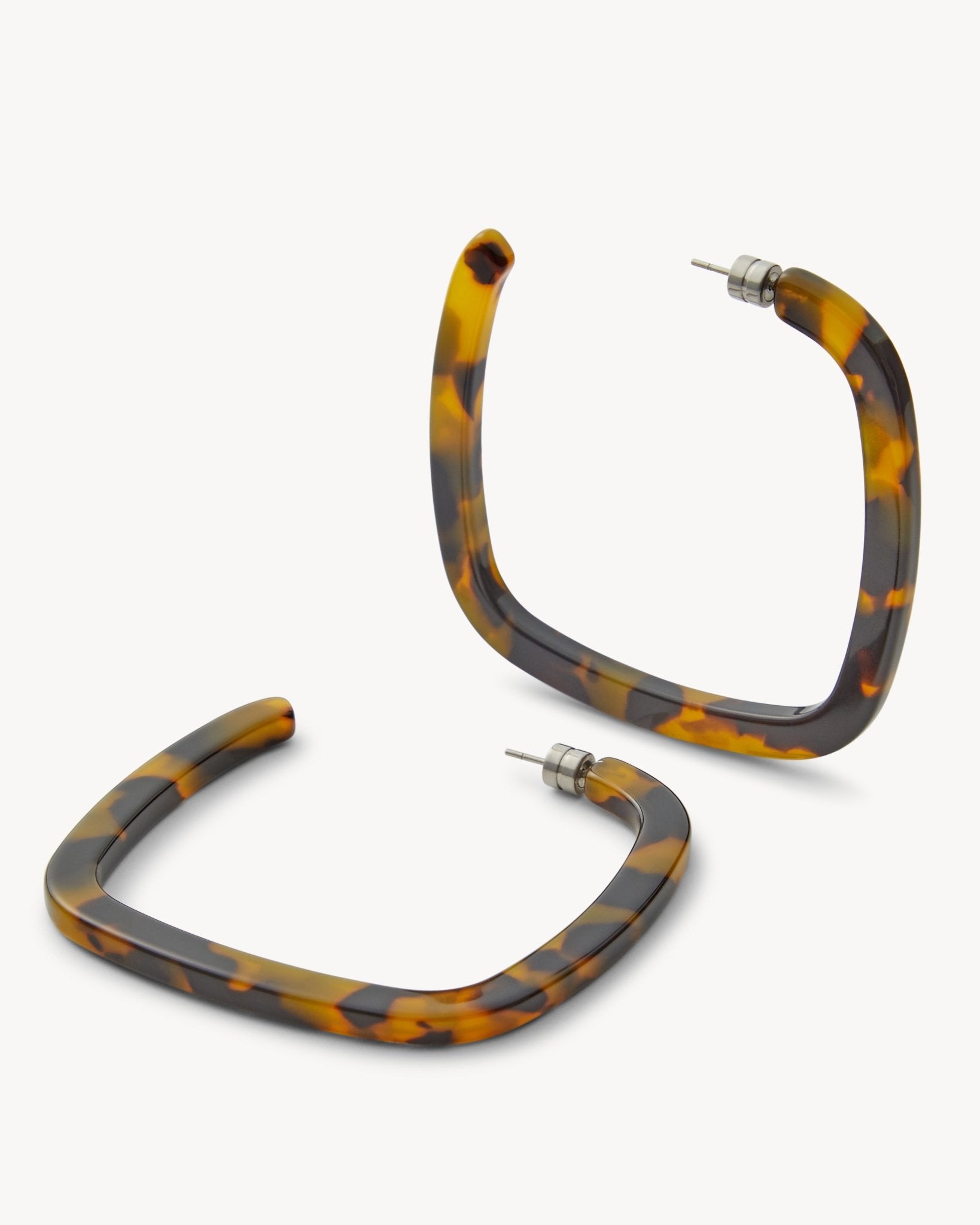 Large Square Hoops in Classic Tortoise - Image 4