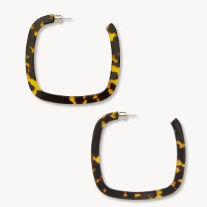 Large Square Hoops in Dark Tortoise
