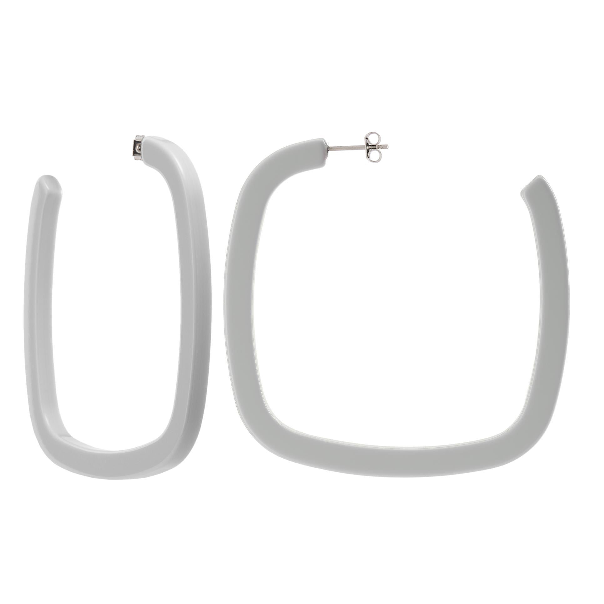 Large Square Hoops in Light Grey