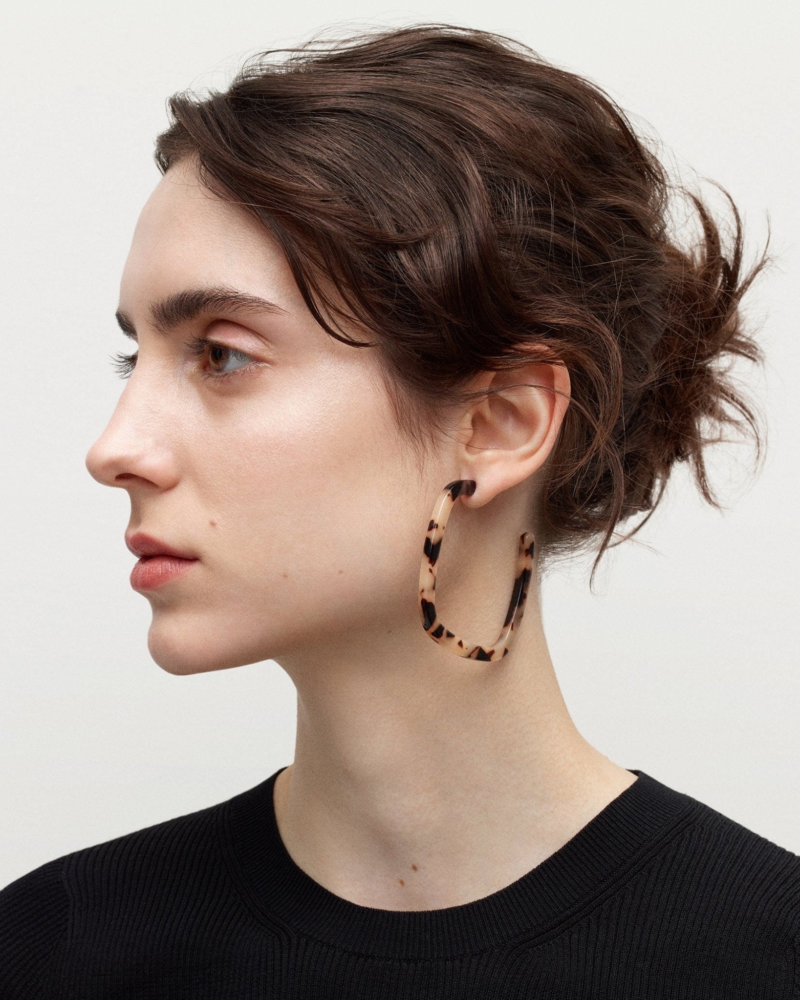 Large Square Hoops in Light Grey - Image 2