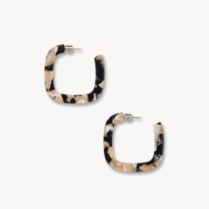 Midi Square Hoops in Abalone