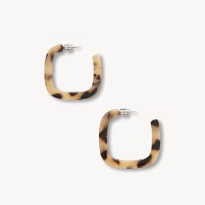 Midi Square Hoops in Blonde Tortoise
