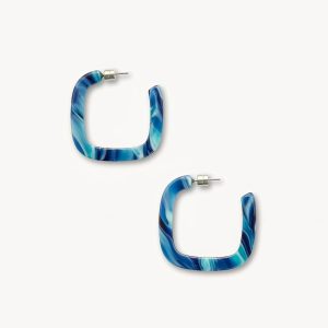 Midi Square Hoops in Capri