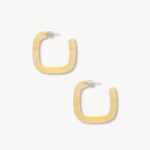 Midi Square Hoops in Citrine