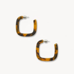Midi Square Hoops in Classic Tortoise
