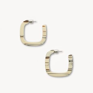 Midi Square Hoops in Ganache