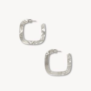 Midi Square Hoops in Grey Shell