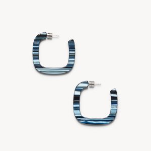 Midi Square Hoops in Indigo