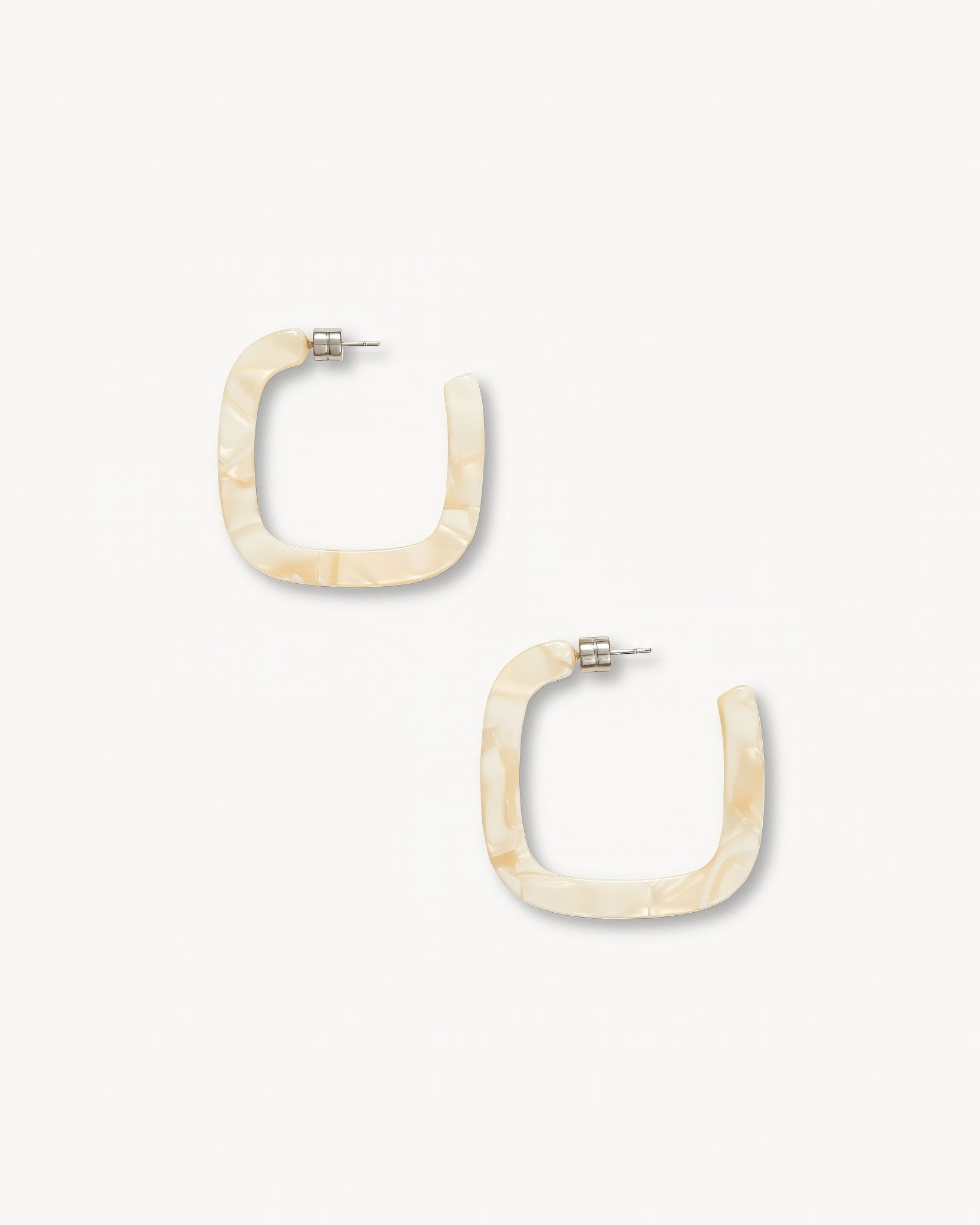 Midi Square Hoops in Ivory