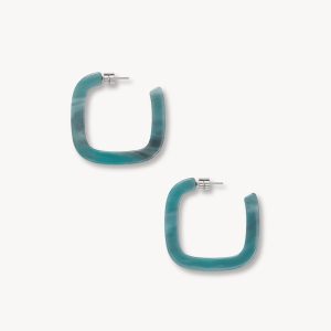 Midi Square Hoops in Jadeite