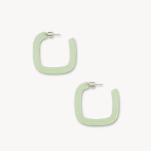 Midi Square Hoops in Light Green