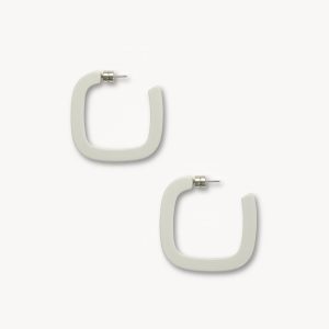 Midi Square Hoops in Light Grey