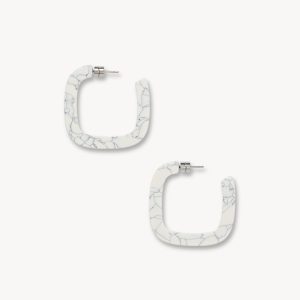 Midi Square Hoops in Marble