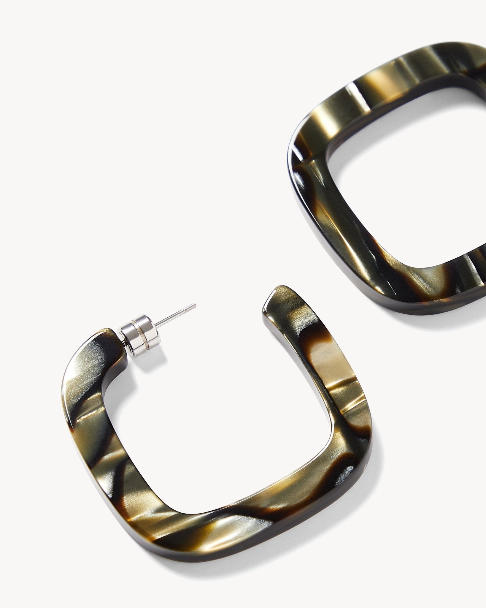 Midi Square Hoops in Midnight Horn - Image 2
