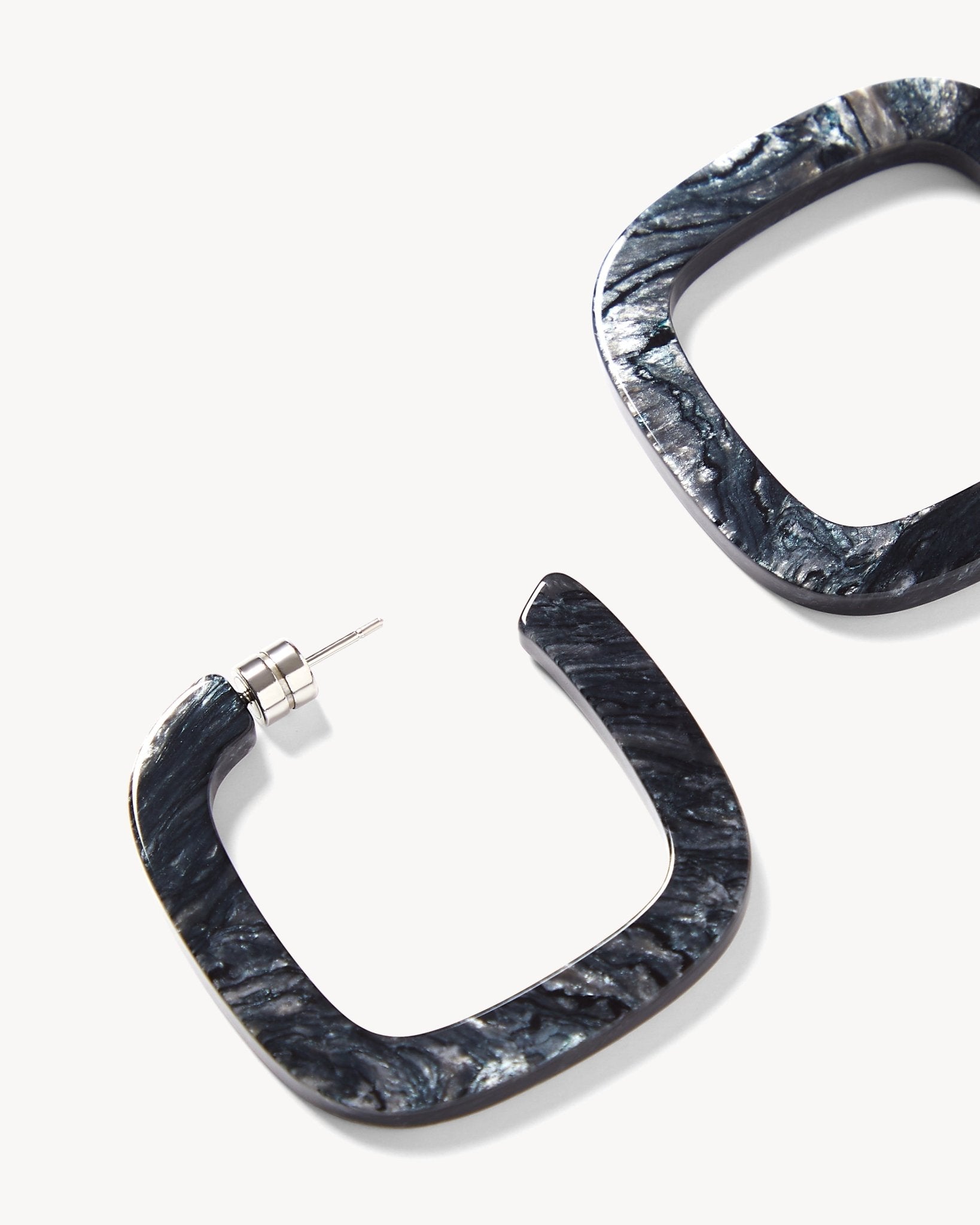 Midi Square Hoops in Obsidian - Image 2