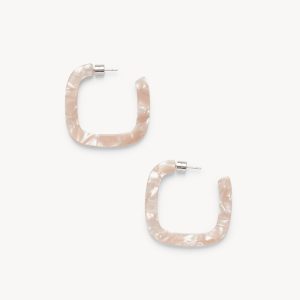 Midi Square Hoops in Peach Shell