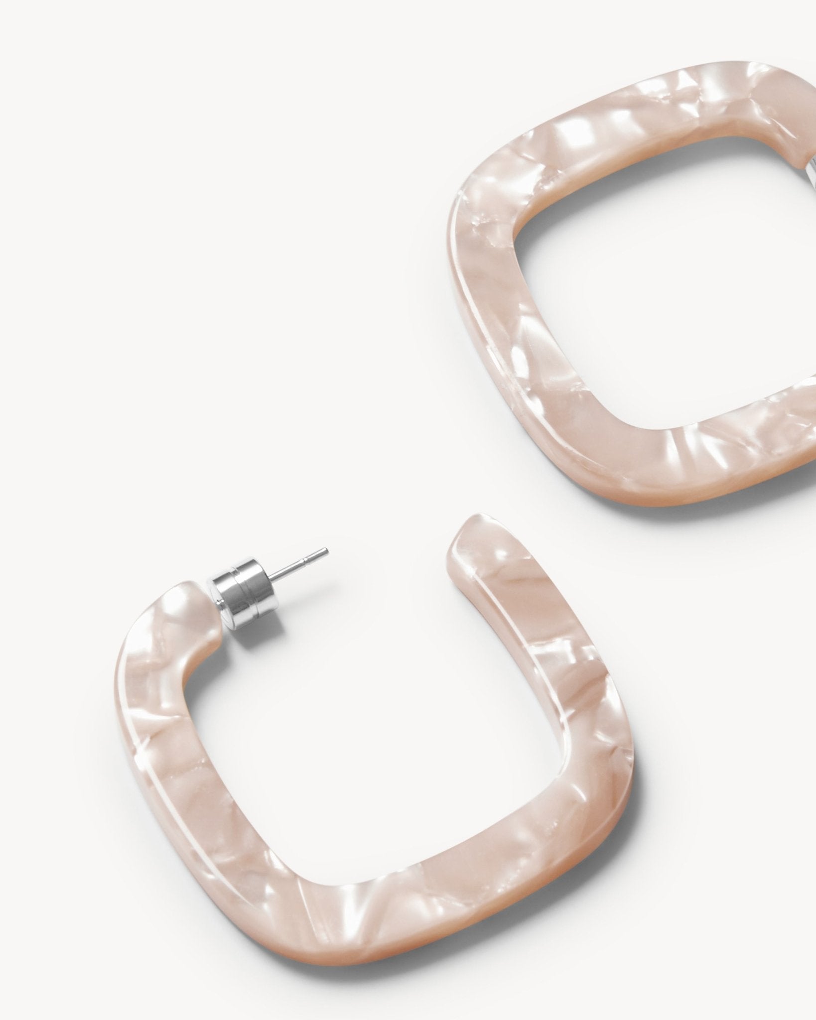 Midi Square Hoops in Peach Shell - Image 2