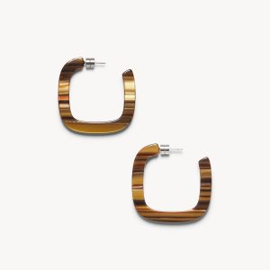 Midi Square Hoops in Tigers Eye