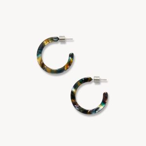Mini Hoops in Green Tortoise