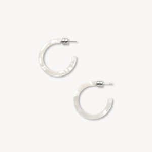 Mini Hoops in White Shell