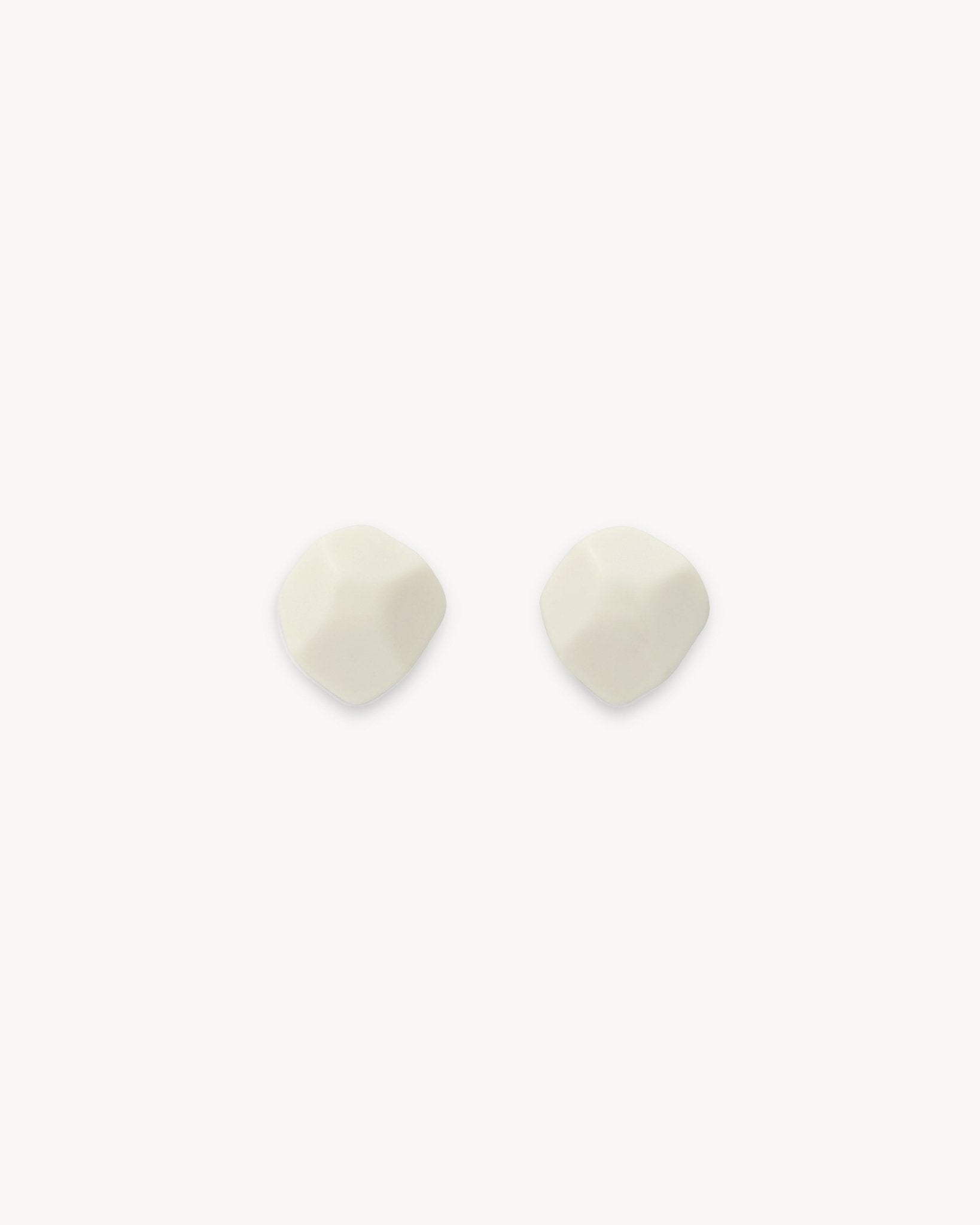 Mini Sculpture Studs in White Matte